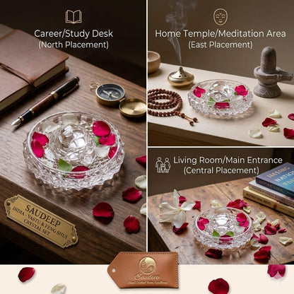 SAUDEEP INDIA Vastu Feng Shui Crystal Turtle Tortoise with Plate for Good Luck Feng Shui Tortoise Turtle (Turtle for Couple)