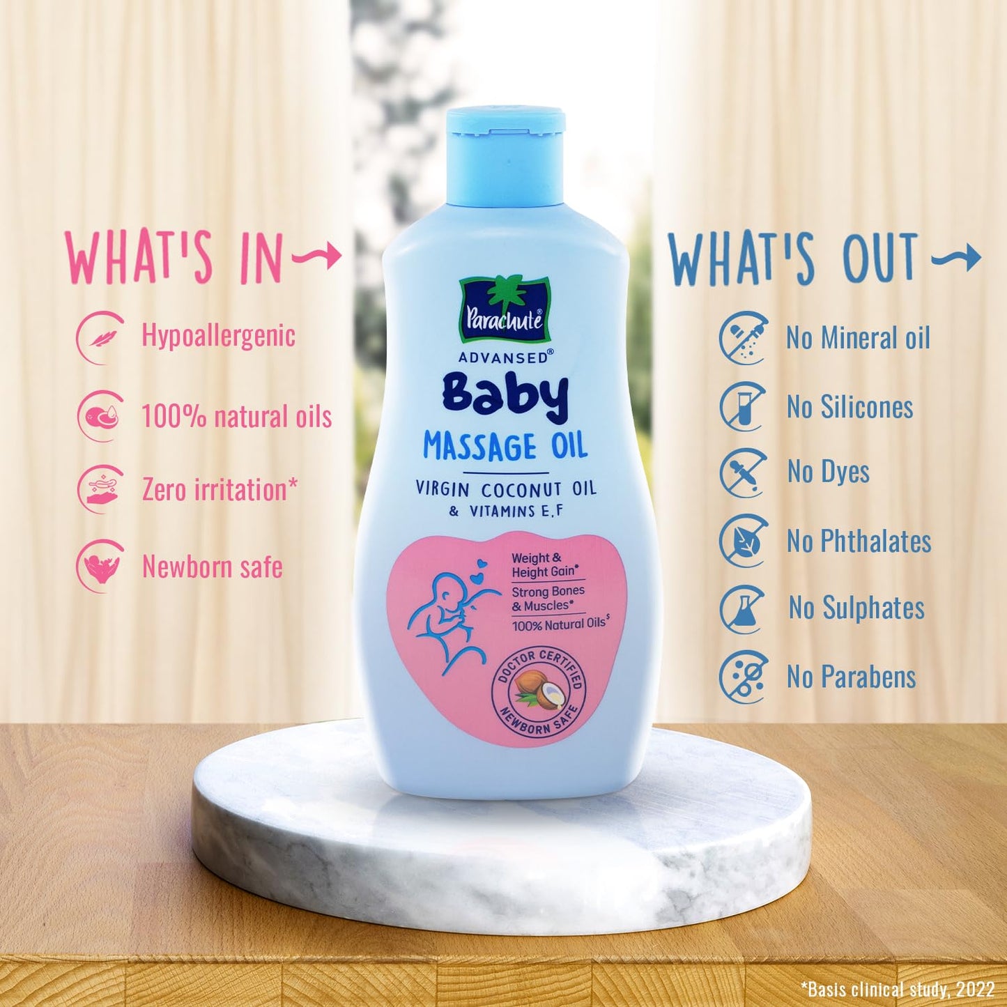 Parachute Advansed Baby Massage Oil for New Born| 100% Virgin Coconut Oil | Clinically Proven for Better Growth| Vitamin E & F| 200 Ml
