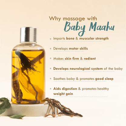 Nat Habit Baby Massage Oil Summer Maahu Balamool Nimbuka For Bone Development, Muscular Strength & Healthy Skin - Suitable For Ages 0 to 12 years - Zero Chemicals & Preservatives - 100ml