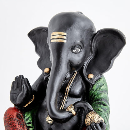 Black Ganesha Idol, Lord Ganesh Statue & Ganpati Murti for Home Decor, Pooja Room, Home Temple, Living Room, Office Desk, Spiritual Showpiece & Festive Decoration