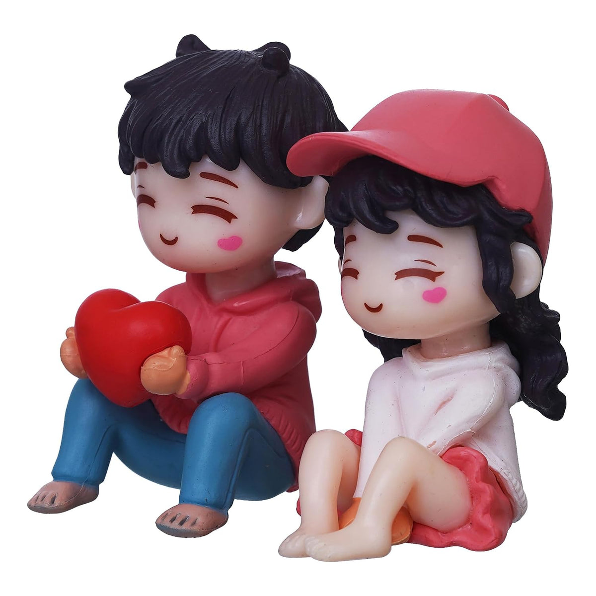 eCraftIndia Valentine Gift for Girlfriend Boyfriend Resin Miniature Cute Romantic Couple Statue Boy Giving Heart to Girl Showpiece Valentine Day Gift for Husband Wife Her Valentines Decoration Item