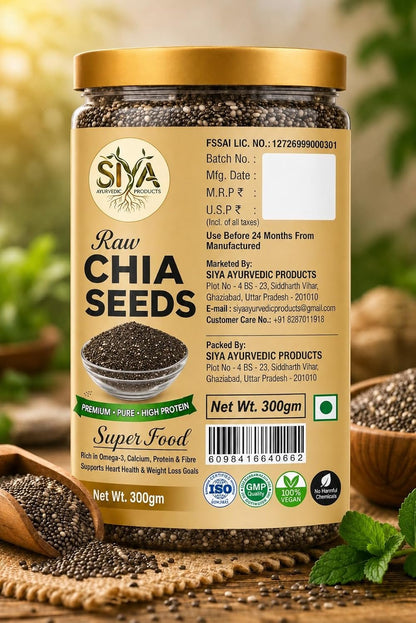 Siya Premium Raw Chia Seeds 300 g - Healthy Raw Seed | Clean Chia Seeds for Eating | Healthy Snacks | Calcium and Protein Rich Seed (100% Organic)