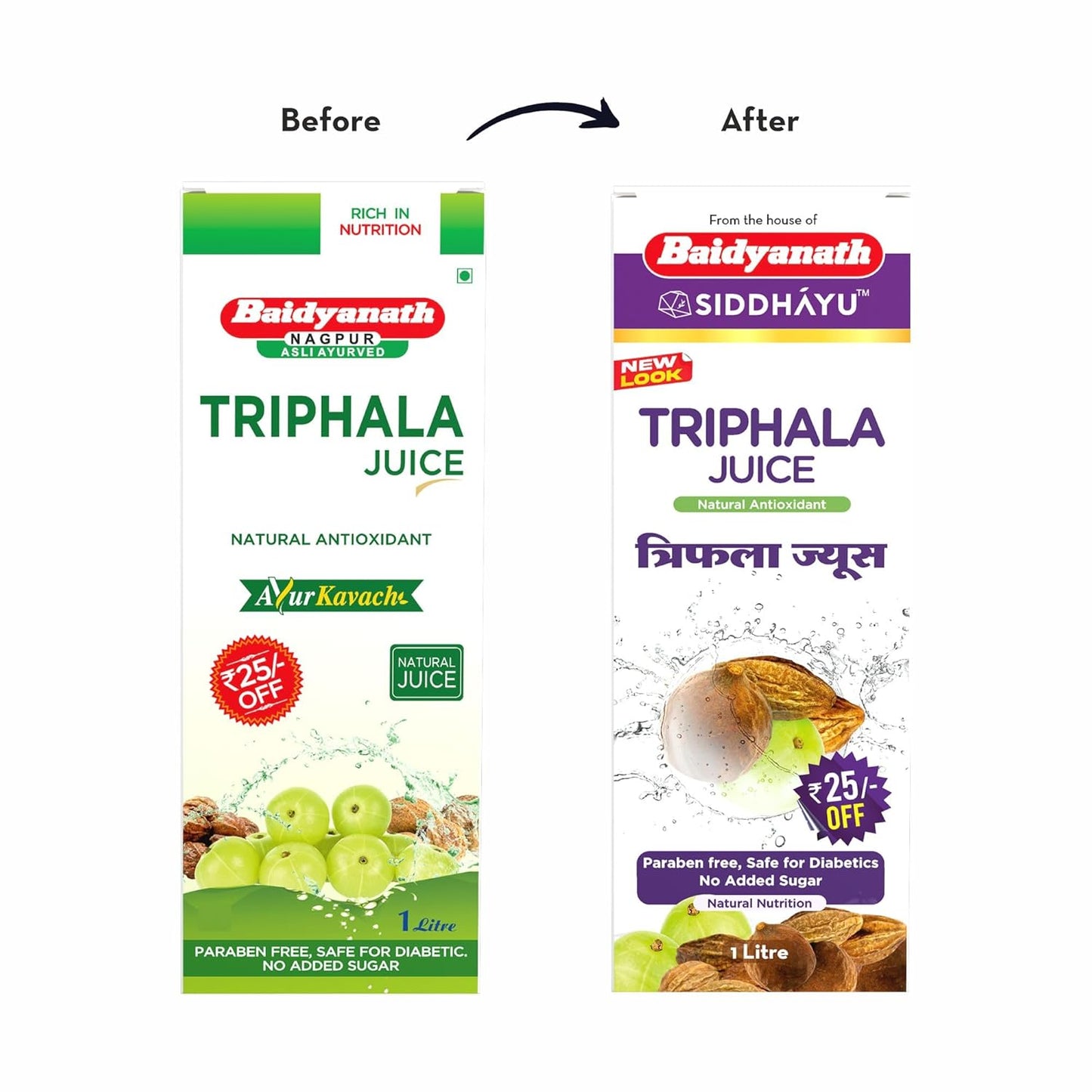 Baidyanath Asli Ayurved Triphala Juice | Ayurvedic, Herbal Laxative - 1 Ltr