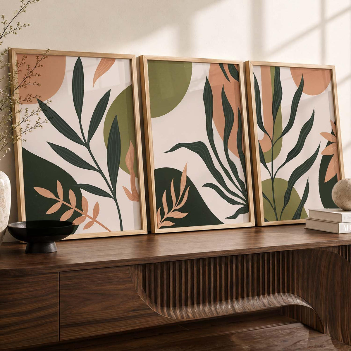 Wood Painting For Wall Decoration - Modern Art Wall Decor Framed Painting For Living Room Bedroom - Framed Wall Posters/Paintings With Frame Set of 3 (Art 4, 10x13 inch)