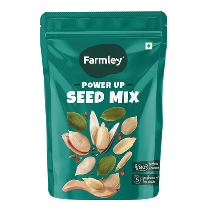 Farmley Seeds Mix, Edible Seed I Healthy Diet Snacks | 100% Natural, dietary fiber,omega-3s I Chia, Pumpkin,Flax, Watermelon and Sunflower Seeds (160 g (Pack of 1))