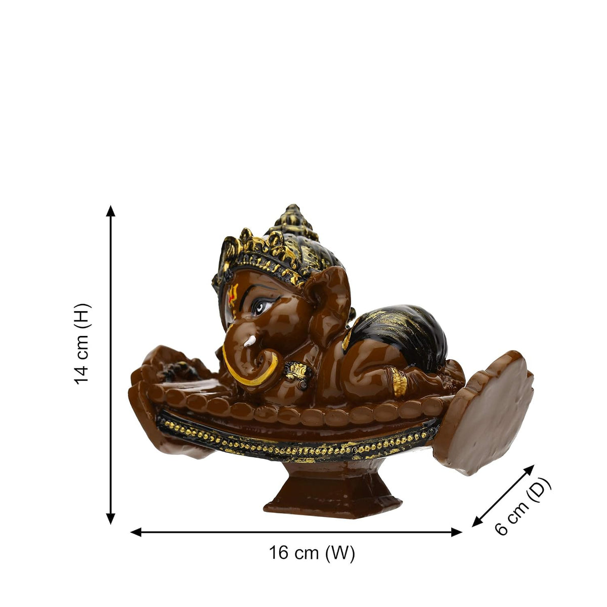 Beautiful Handcrafted Resine Little Ganesha Sitting on dholka Idol Sculpture | Showpiece for Home Decor and Office (BROWN01)