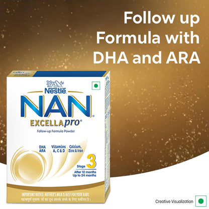 Nestlé NAN EXCELLAPRO Nan Stage 3 Follow-Up Formula Milk Powder For Babies, 12-24 months, With DHA, ARA, 400g Pouch in Box
