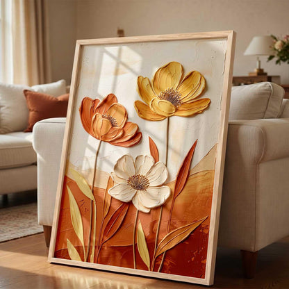 Aesthetic flower Art Home Decoration Painting | Floral Paintings With Frame For Living Room Bed Room Hotel Wall Decor Digital Reprint (13x17 inch)