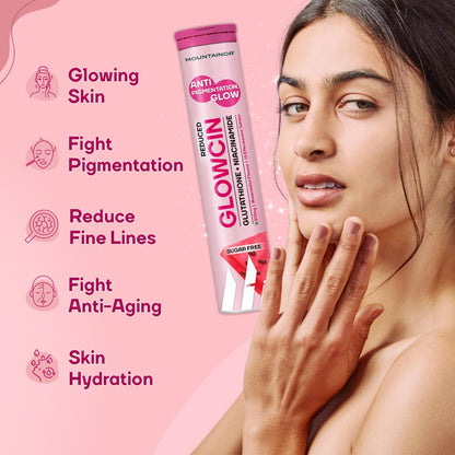 MOUNTAINOR Glutathione Tablets for Skin Brightening & Korean Glow. Fights Pigmentation & Dullness, Clinically Proven Ingredients-Niacinamide & Vit C Helps reduce Melanin, Clearance Healthy & Radiant Skin, Sugar-free Pack of 1 ( 15 Tablets)