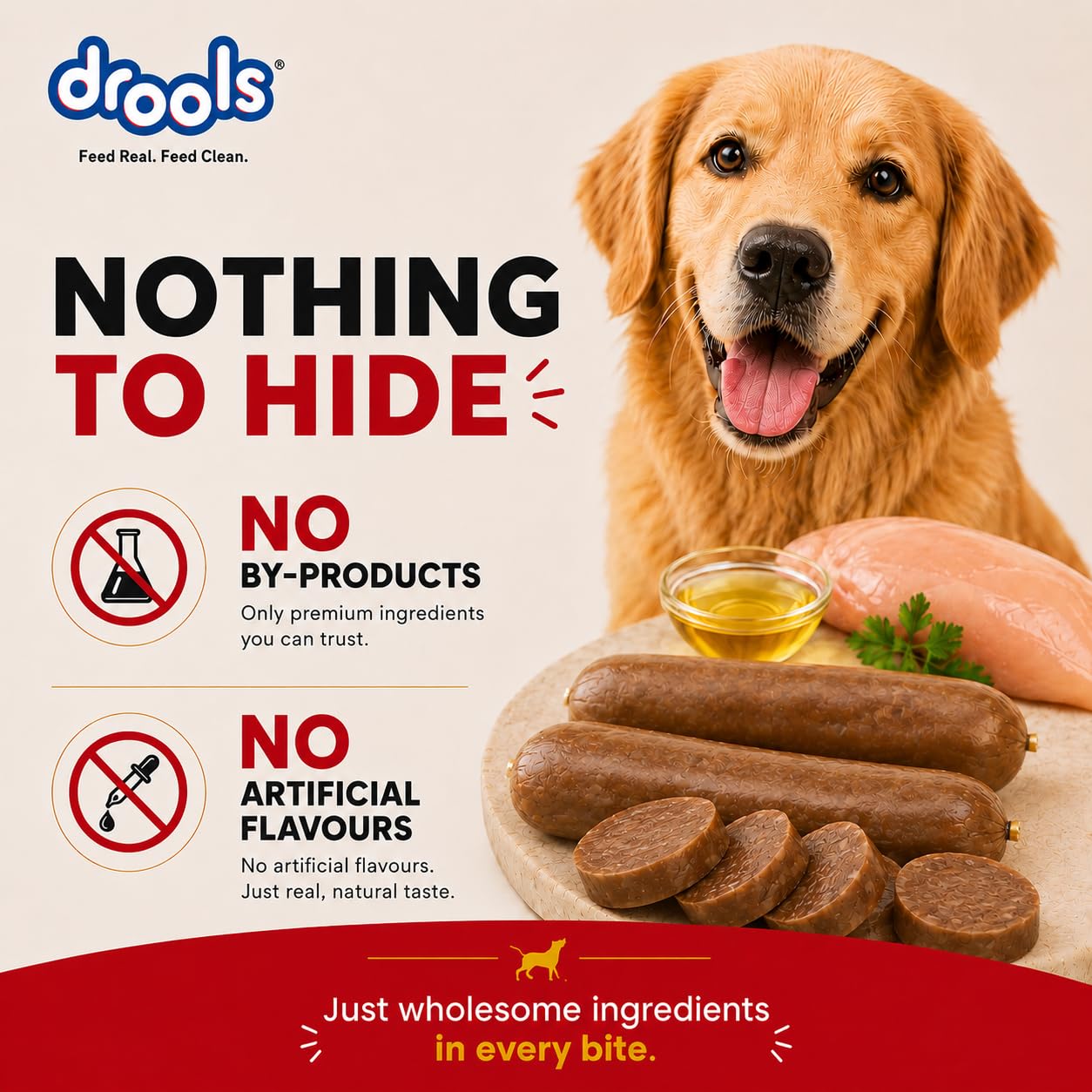 Drools Puppy & Adult Dog Sausage 360g (5+1 Free) | Chicken Flavour | Supports Brain & Vision Development | Promotes Muscle Growth | Aids Digestion & Overall Wellness
