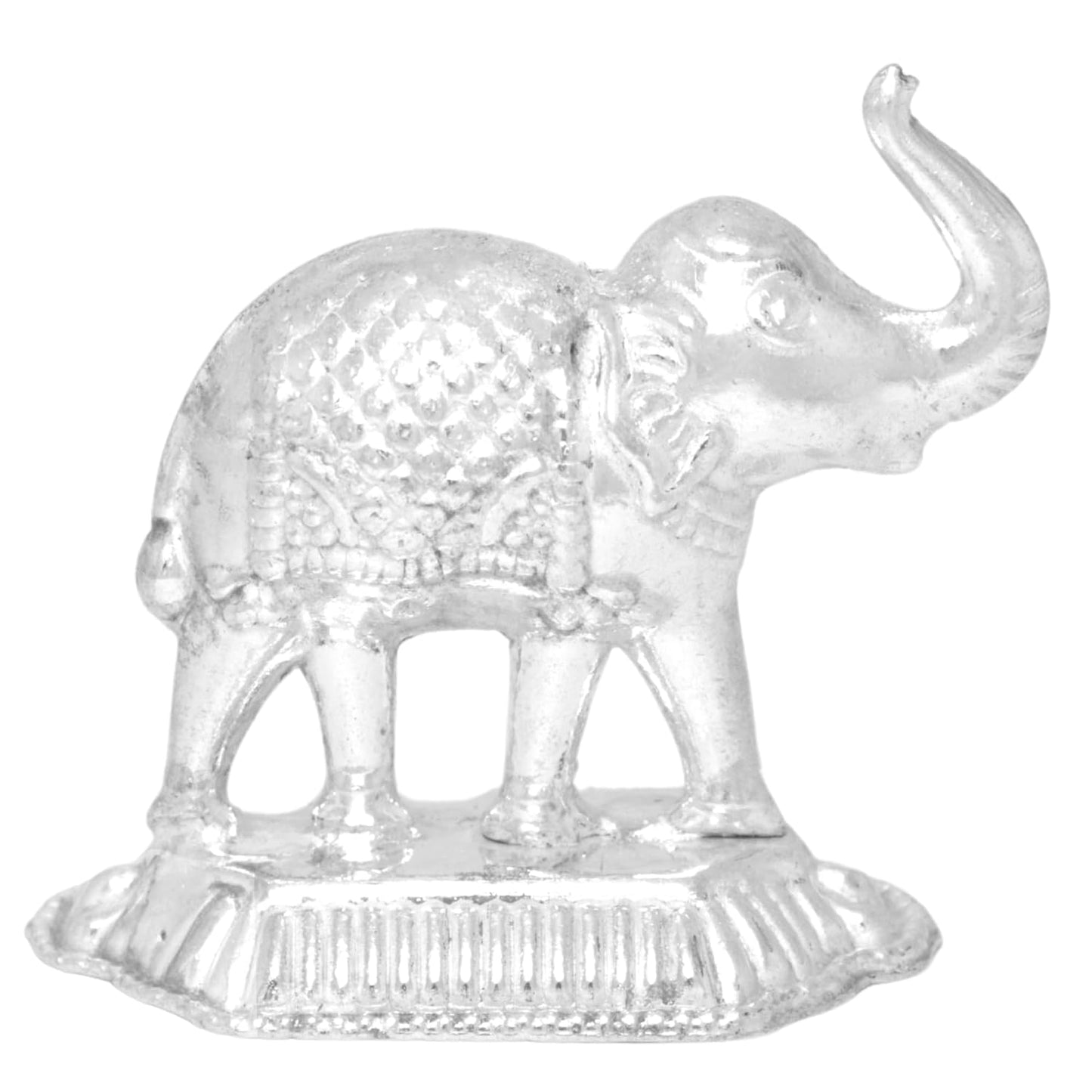 Vail Creations German Silver Hathi Vastu Idol Decoration for Rahu Pooja Room Home Worship Gift Office Items | Silver Elephant Statue