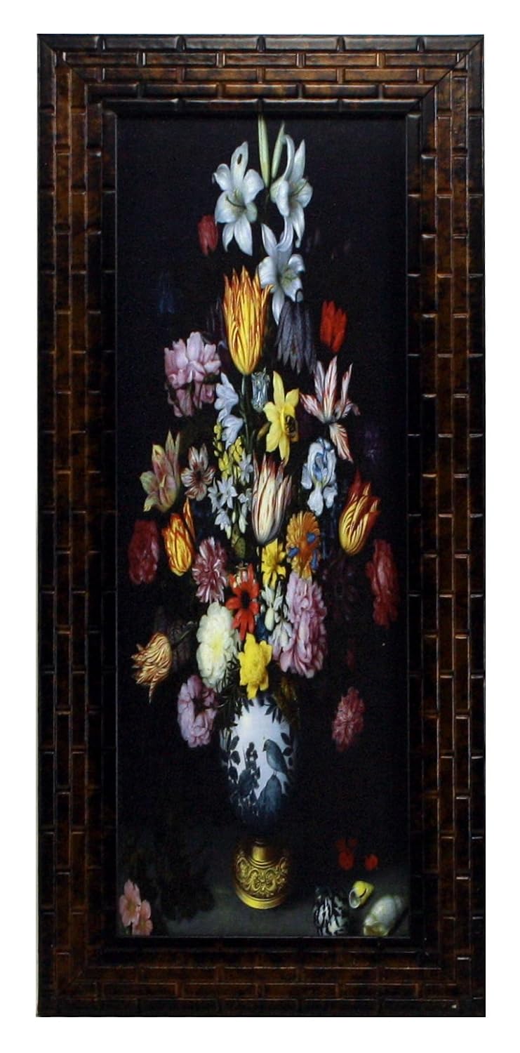 3 PC Set of Floral Paintings (1086) Without Glass 5.2 X 12.5, 9.5 X 12.5, 5.2 X 12.5 INCH-Multicolour