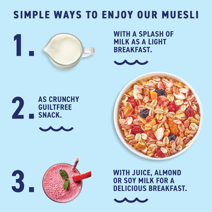 Bagrry’s No Added Sugar Muesli with Fruits, Nuts & Seeds – 700g | High Fibre & Protein | 0% Added Sugar, No Corn Flakes | Whole Grain Breakfast Cereal with Almonds, Raisins, Pumpkin Seeds & Berries