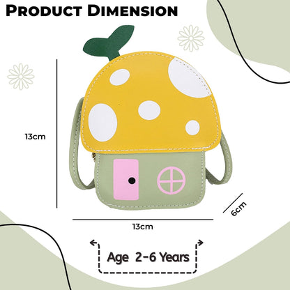 BEMBIKA Kids Sling Bag – Trendy Mini Crossbody Sling Backpack for Boys & Girls, Colorful PU Shoulder Bag -(1–5 Years | Yellow Flower Design)