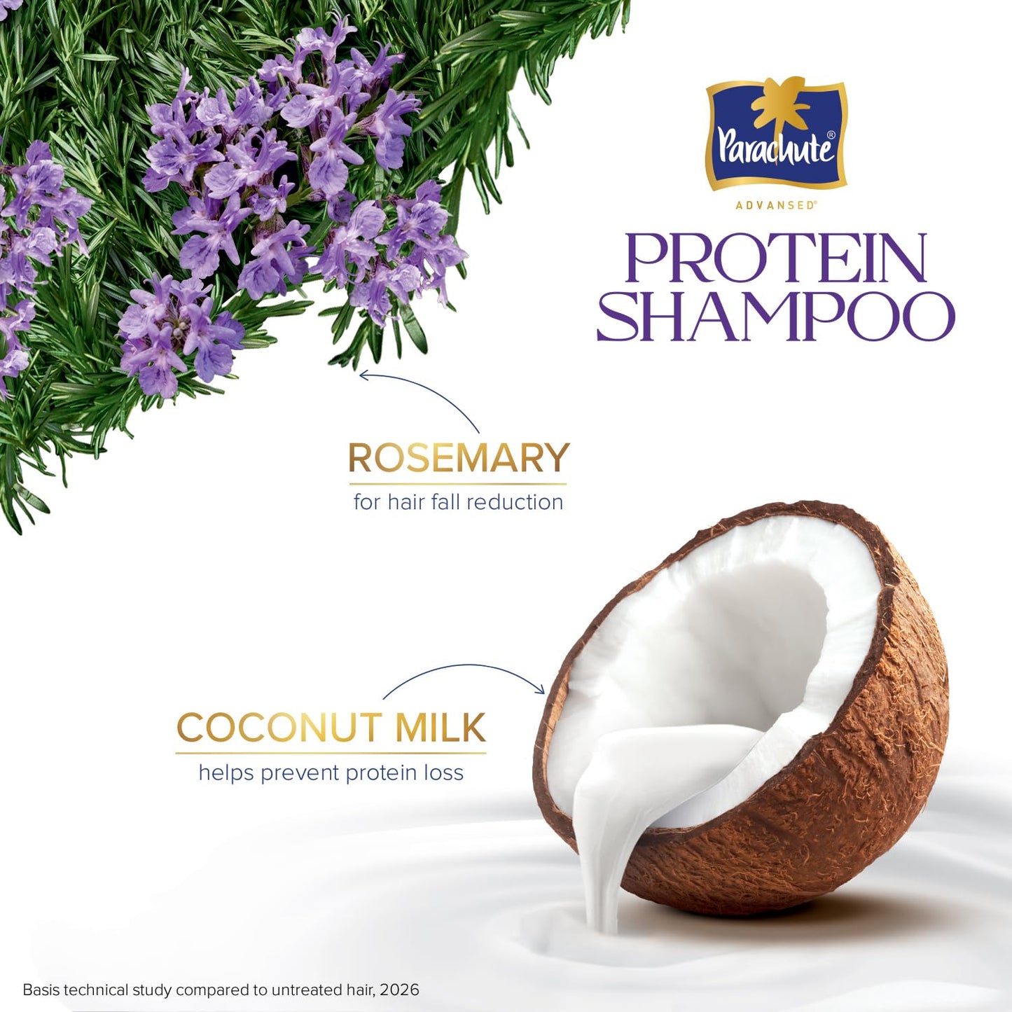 Parachute Advansed Protein Shampoo with Coconut Milk & Rosemary | Up to 96% Hair Fall Reduction & up to 23X Hair Fall Control | Protein Lock Technology | Paraben free | For Men & Women | 340ml