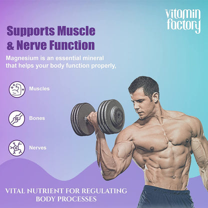 The Vitamin Factory Magnesium Glycinate Supplement - High Absorption Magnesium Supplements For Both Men & Women, Supports Sleep, Muscles & Nerve Health Supplements, 60 Vegetable Capsules