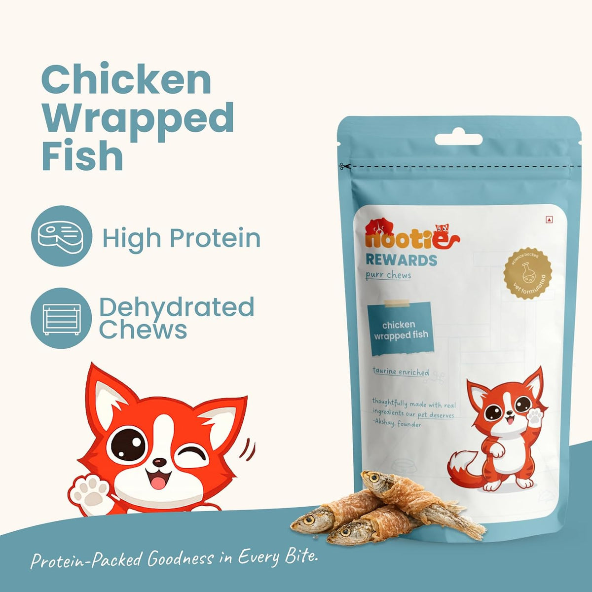 Nootie Premium Chicken Wrapped Fish Cat Treats – 35g | High Protein, Omega-3 Rich, Natural Cat Treats (Pack of 1)