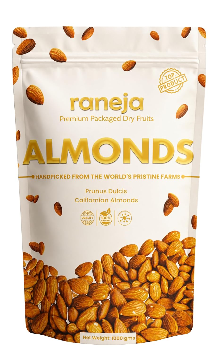 Raneja Pure California Almonds/Badam Whole 250g, 100% Natural Real Nuts & Dry Fruit Freshly Cleaned and Cleared, High in Fiber, Badam Giri, Rich in Protein, Magnesium, Phosphorus and Dietary Fibre