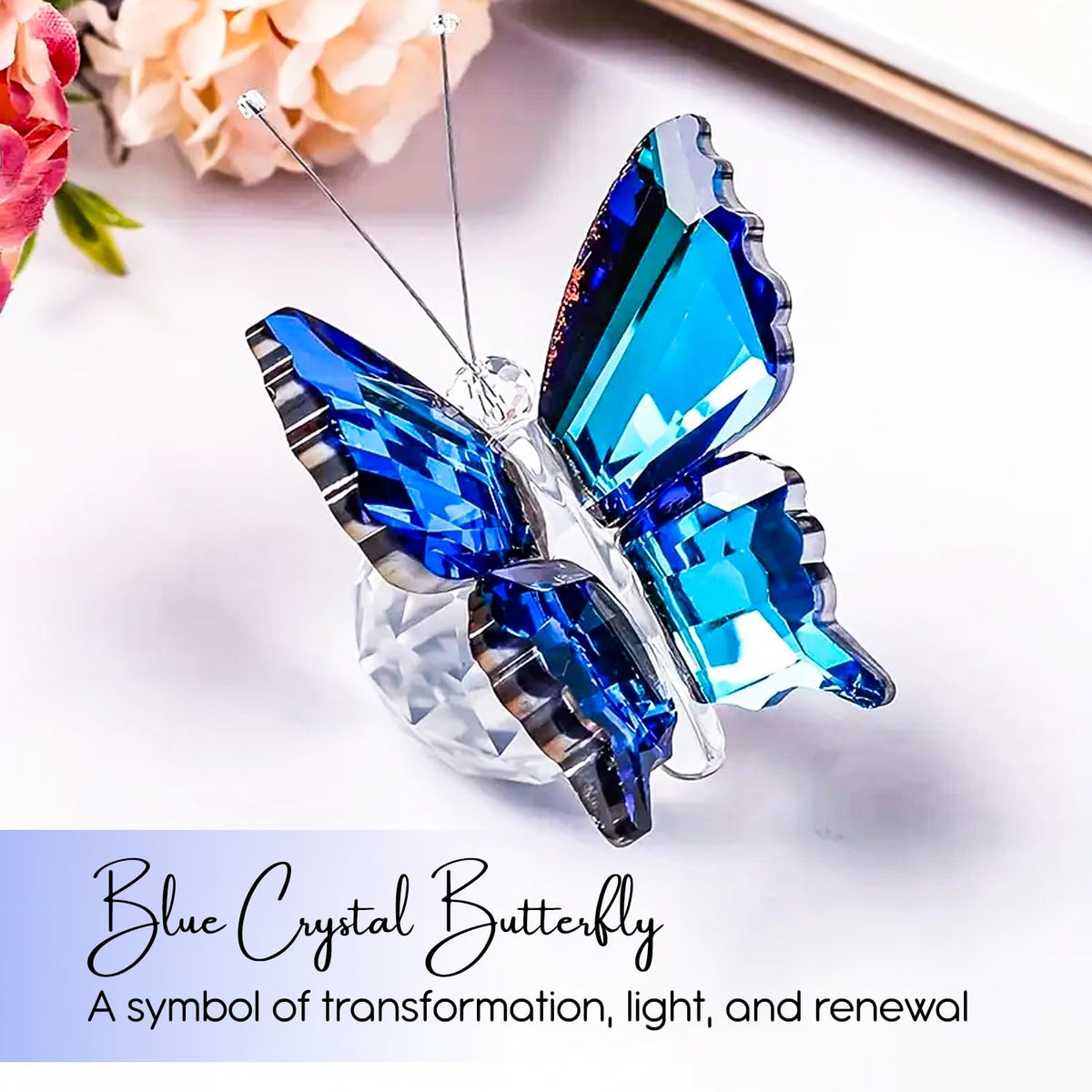 Nostrae Crystal Butterfly Show Pieces for Home Decor Living Room Decorative Items | Glass Showpieces Gift Items for Decoration | Center Table Tv Showcase Office Desk Interior Figurines
