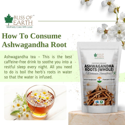 Bliss of Earth Ashwagandha Powder 200gm Organic Whole Premium Grade Great for Health & Wellness