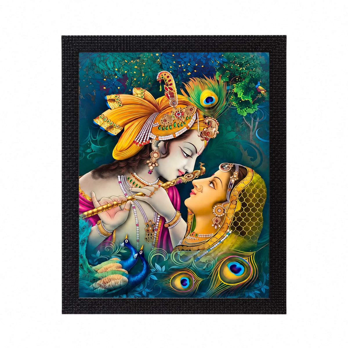 Radha Krishna Matt Textured Framed UV Art Painting
