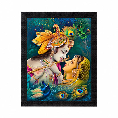 Radha Krishna Matt Textured Framed UV Art Painting