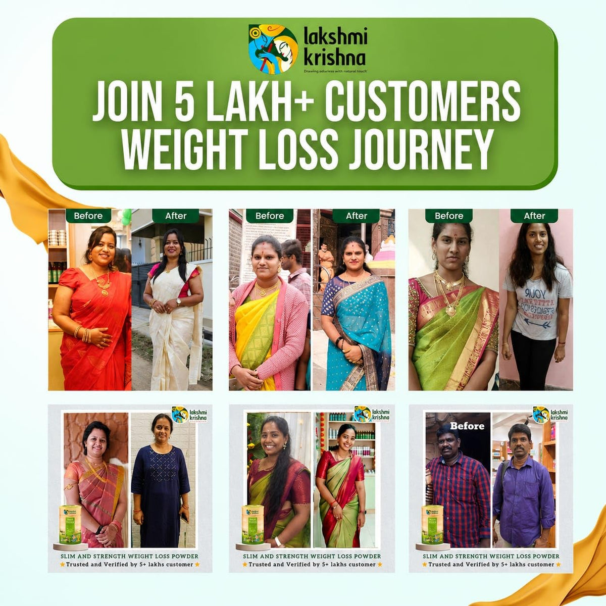 Lakshmi Krishna Naturals Slim & Strength Weight Loss Powder 500g | Natural Weight Management & Energy Boost Formula | Supports Metabolism & Enhances Muscle Tone | Sugar-Free & Plant-Based