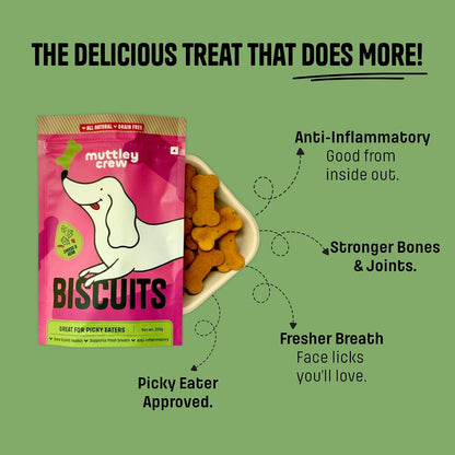 Muttley Crew Dog Biscuits with Real Cheese & Herb | Healthy Adult Dog Treats for Easy Digestion | All Natural | Grain-Free | Gluten-Free | No Artificial Preservatives | No Added Flavour (200g)