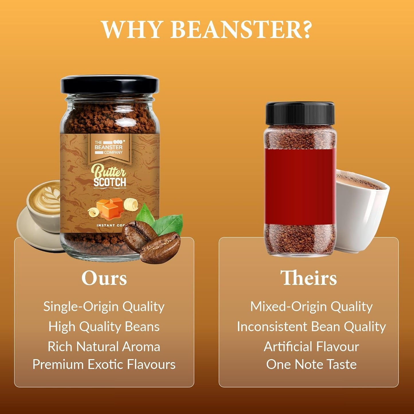 The Beanster Company Butterscotch Flavoured Instant Coffee, 50g