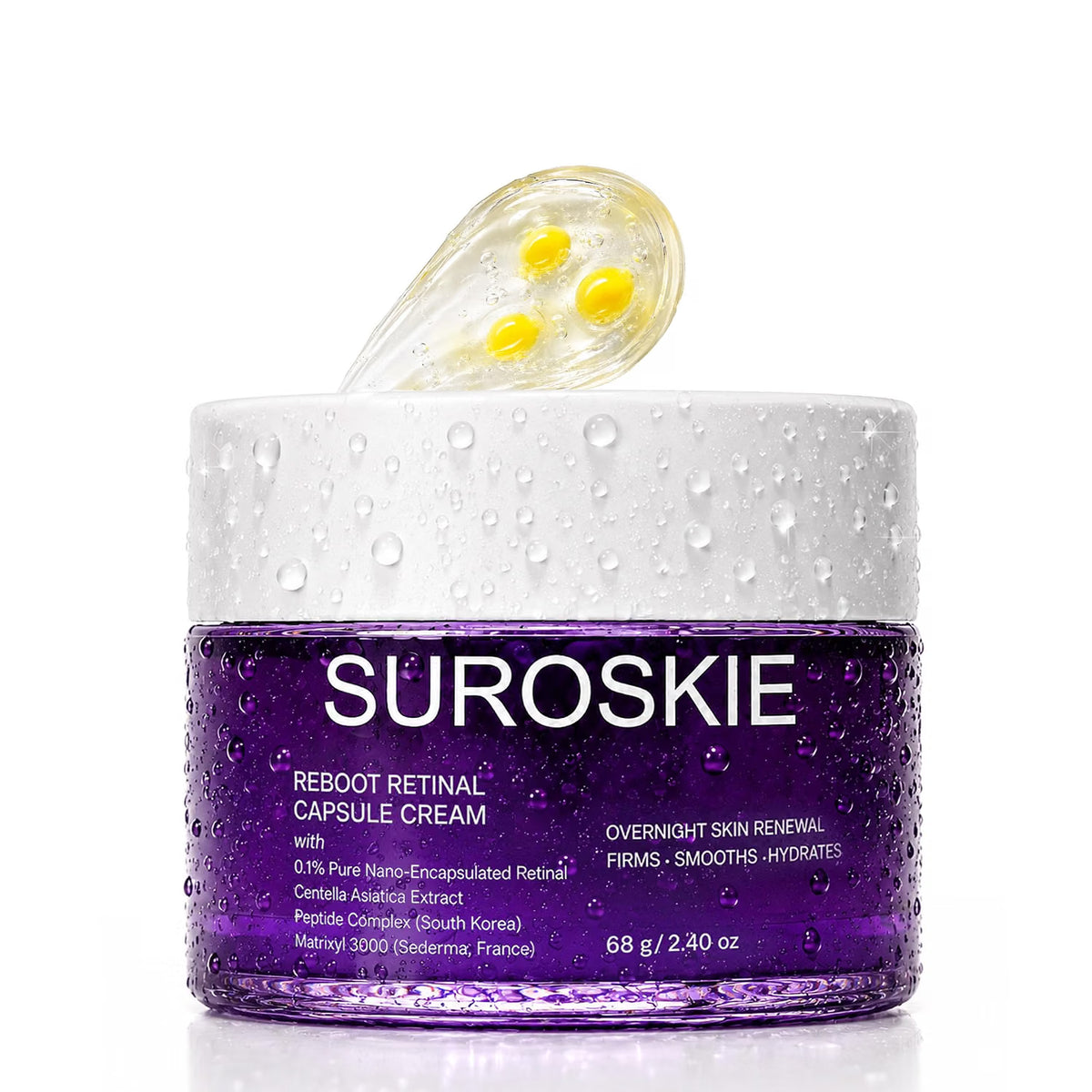 Suroskie Reboot Retinal Capsule Cream with Retinal & Peptide Complex | Overnight Night Cream for Fine Lines, Firming & Hydration | 4D Hyaluronic Acid, Centella & Ceramides | All Skin Types | 68g