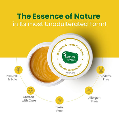 Mother Sparsh After Bite Turmeric Balm for Rashes And Mosquito Bites, 100% Ayurvedic, Gentle Skin Roll-On Formula, 25gm