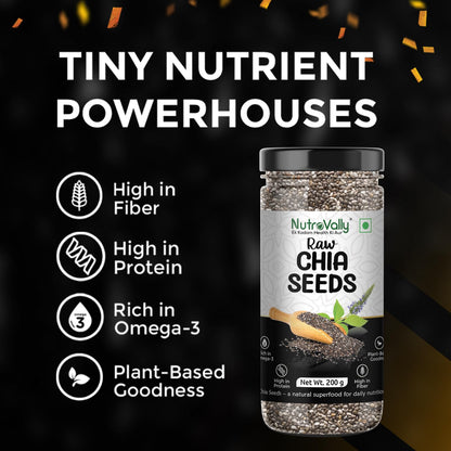 NutroVally Chia Seeds |Help for weight loss|Rich in Omega-3, Calcium, Protein, Fiber & Antioxidants| chia seeds| Healthy Snack for Immunity & Digestion |chia Seed for skin glow|Edable seeds