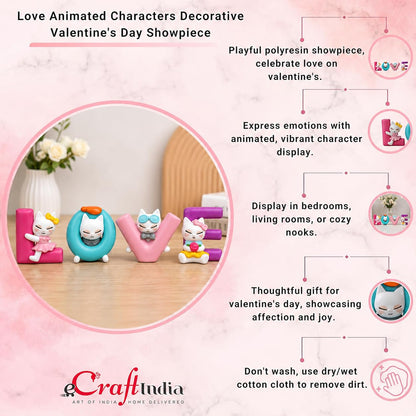 eCraftIndia Plastic Love Animated Characters Decorative Showpiece for Home Decor Living Room Bedroom | Valentine Gift for Girlfriend Boyfriend Husband Wife Her Him | Valentines Day Decoration Items