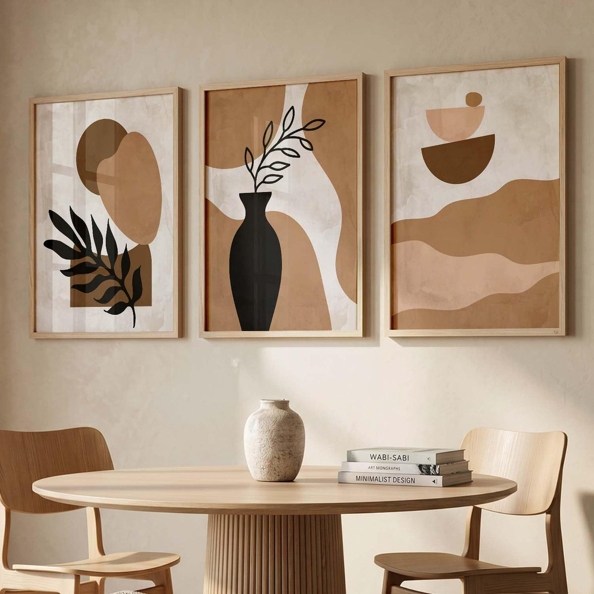 Boho Painting Wall Art Home Decoration Paintings With Frame For Living Room Bed Room Hotel Wall Decor Digital Reprint Set of 3 (13x17 inch)