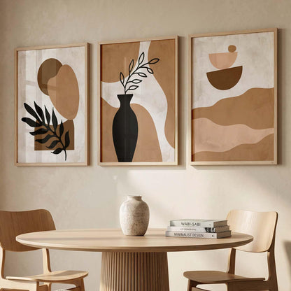 Boho Painting Wall Art Home Decoration Paintings With Frame For Living Room Bed Room Hotel Wall Decor Digital Reprint Set of 3 (13x17 inch)