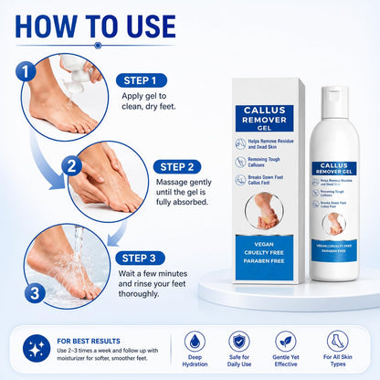 Callus Remover Gel for Feet, Softening and Exfoliating Formula, Dry Rough Skin Care, 200ml, for Men and Women