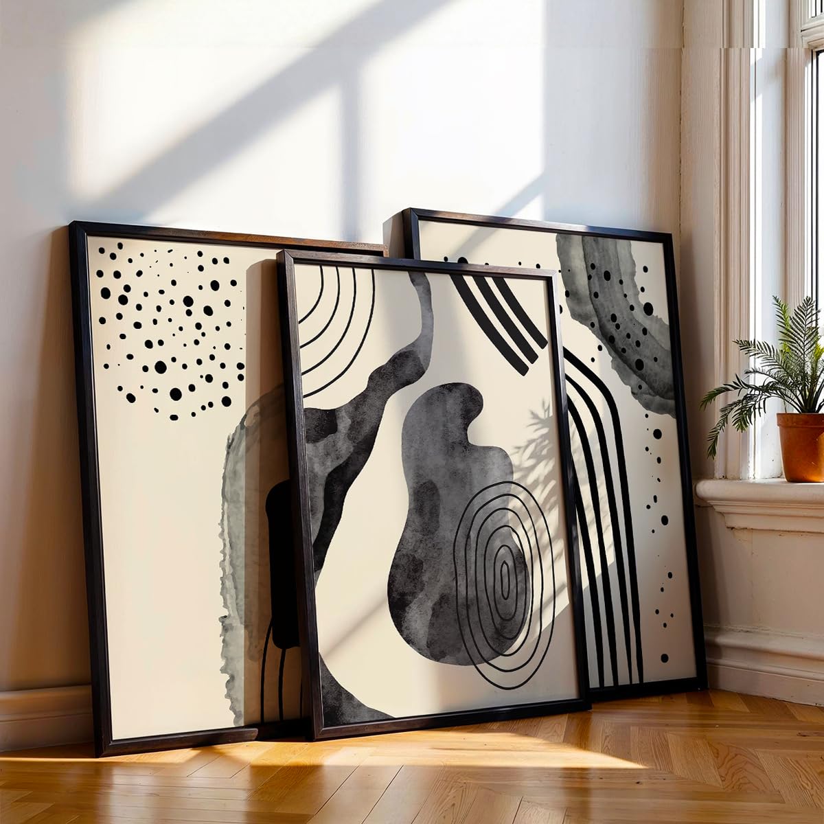 Abstract Line Art Wall Decor | Set of 3 Framed Paintings for Home Decoration | Minimalist Wall Art for Living Room, Bedroom, Office & Cafe | Modern Prints (Theme: Abstract, Pattern: Line Art) ( Art-6, 10x13inch)