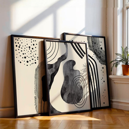 Abstract Line Art Wall Decor | Set of 3 Framed Paintings for Home Decoration | Minimalist Wall Art for Living Room, Bedroom, Office & Cafe | Modern Prints (Theme: Abstract, Pattern: Line Art) ( Art-6, 10x13inch)