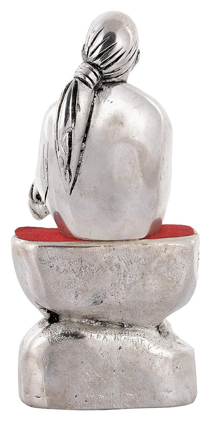 Silver Plated Sai Baba Idol (Murti) Oxidized Finish with Premium Velvet Gift Box for Gifting with 1 Year Warranty (16H x 7W x 5.5L Centimeters)