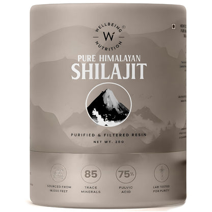 Wellbeing Nutrition Pure & Natural Himalayan Shilajit Original Resin 20g for Strength, Stamina & Performance | Shilajit Resin for Men & Women with 75% Fulvic Acid & 85 Trace Minerals | Lab Tested