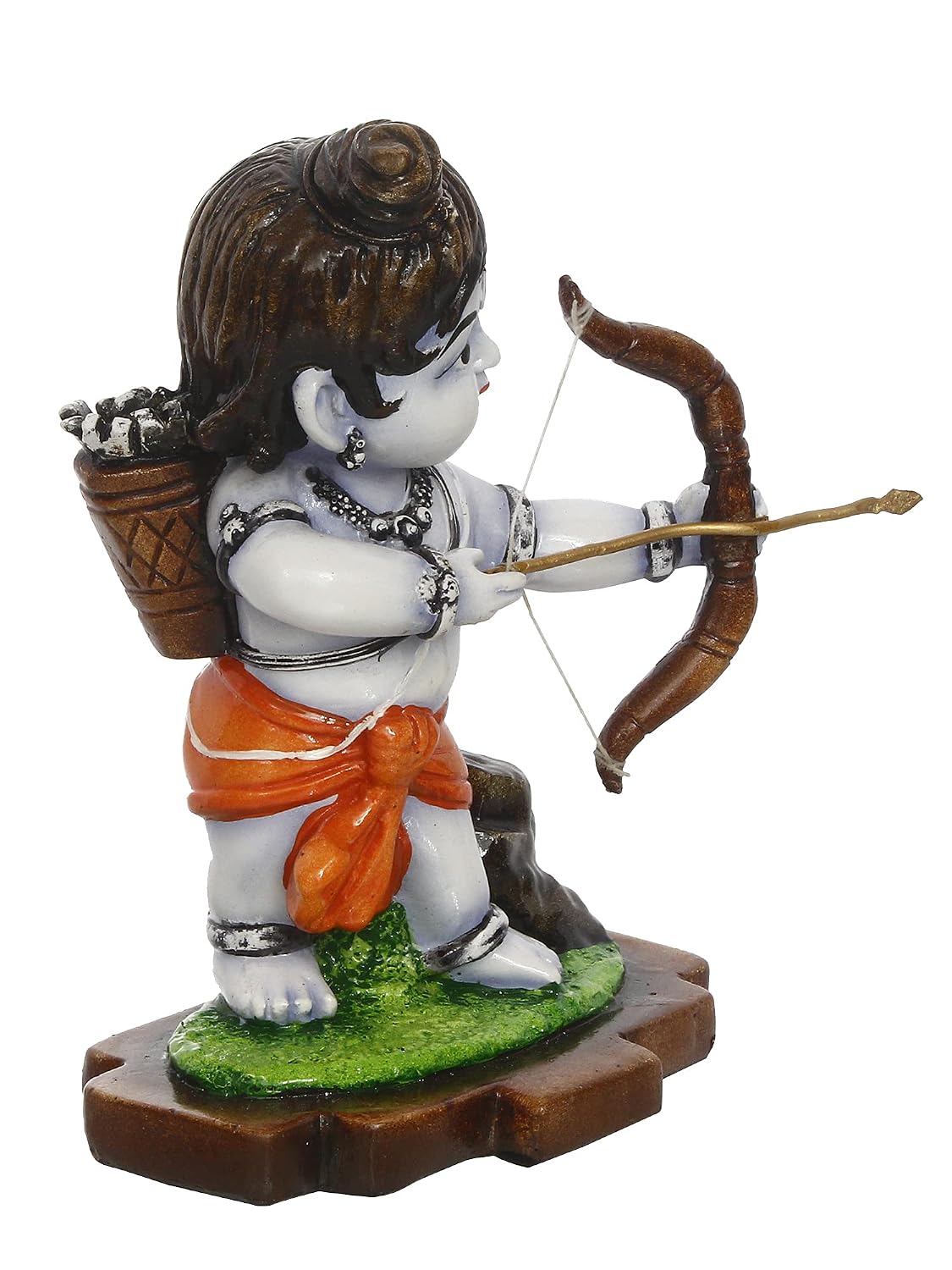 Resin Shree Ram Murti Playing with Bow and Arrow | Lord Rama Idol | Shri Ram Statue for Home Temple Pooja Mandir Office| Showpiece Gift for Diwali Housewarming Ram Navami Dussehra Birthday