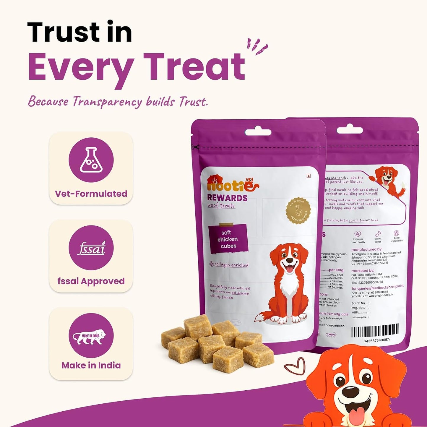 Nootie Rewards Soft Chicken Cubes for Dogs 50g | High Protein Dog Treats