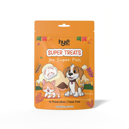 HYE Pets Super Treats for Super Pets – Freeze Dried Treats Made with Goat Milk, Carrot & Banana | 30g