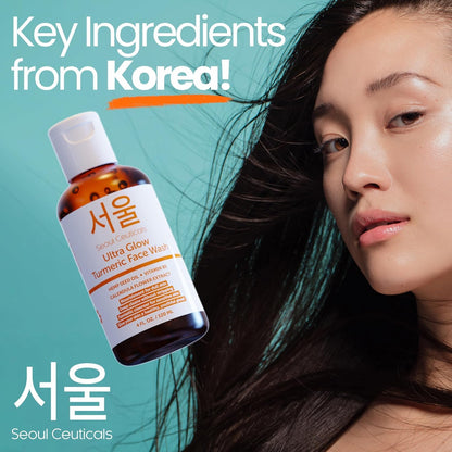 SeoulCeuticals Korean Face Wash Cleanser – 120ml Turmeric Face Wash with Hemp Seed Oil & Calendula – Hydrating Vegan Face Cleanser for Soft, Balanced Skin – K Beauty Skin Care for Dry & Sensitive Skin
