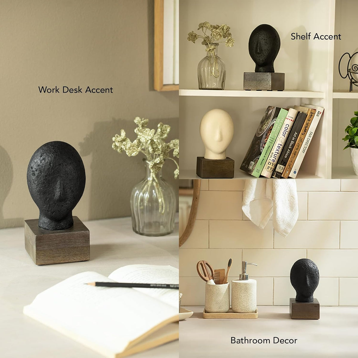 Ellementry Calm Face Ecomix Sculpture 19 cm Tall, Home Décor Showpiece Figurine for Living Room & Office, Modern Asthetic Tabletop Decorative Accent, Unique Gift Item for Shelf Decoration