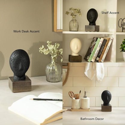 Ellementry Calm Face Ecomix Sculpture 19 cm Tall, Home Décor Showpiece Figurine for Living Room & Office, Modern Asthetic Tabletop Decorative Accent, Unique Gift Item for Shelf Decoration