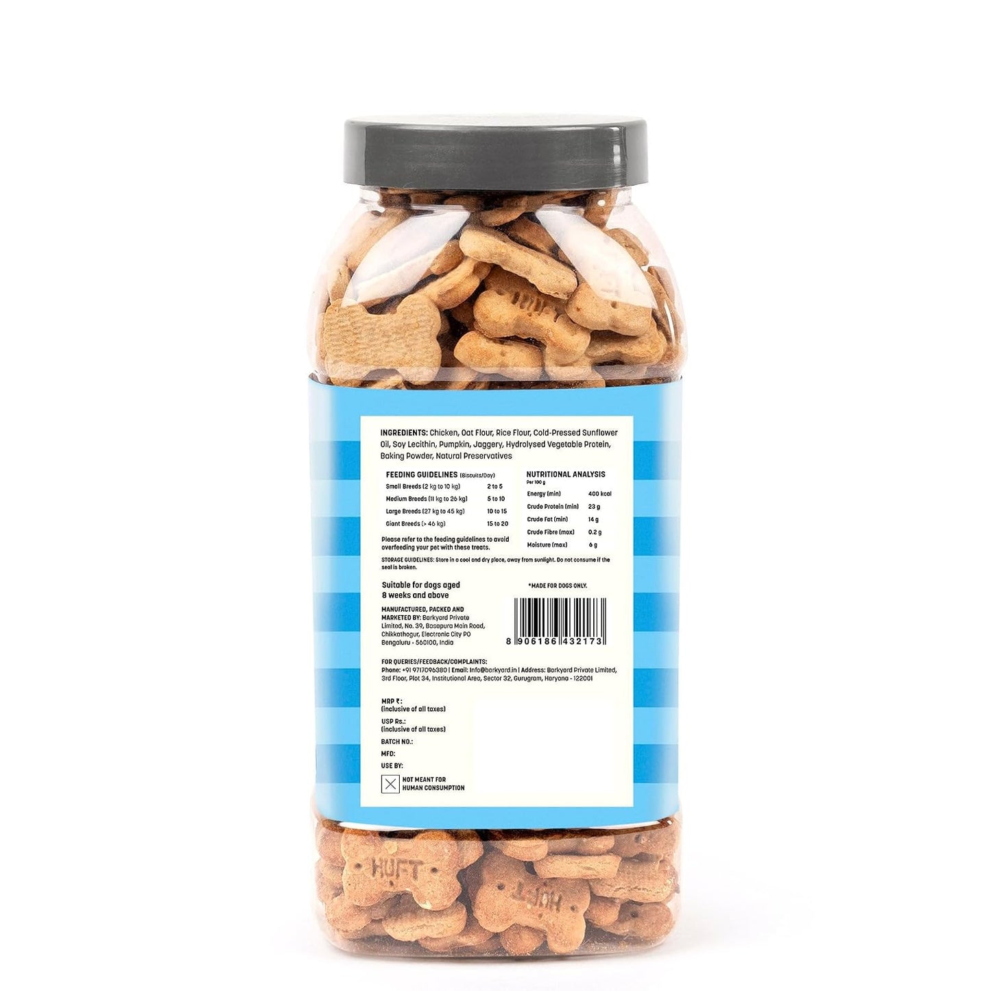 Yummy in My Tummy by HUFT Chicken & Oats Dog Biscuits – 800 gm | Crunchy & Healthy Treats for Puppies (2+ Months) & Adult Dogs | High-Protein Snack | Ideal Training Treat for All Breeds Dogs