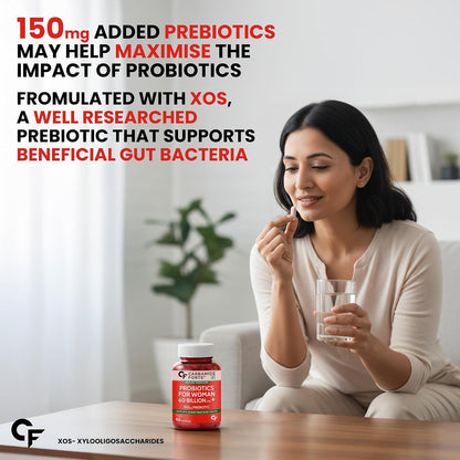Carbamide Forte Women’s Probiotics Supplement 60 Billion CFU | Gut Health Supplements with Cranberry Extract | Pre & Probiotics Supplement for Gut Health | 60 veg Capsules
