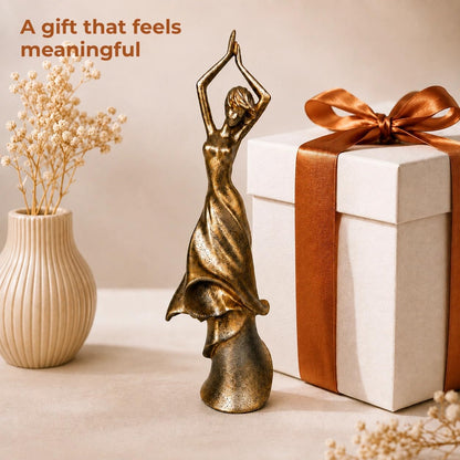 Graceful Dancing Lady Sculpture Showpiece for Home & Office Décor | Contemporary Feminine Figurine for Living Room, Study, Shelf & Console Table Styling | Artistic Statement Accent