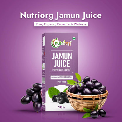 Nutriorg Jamun Juice | 500 ml | Pure Jamun Juice for Diabetes Care | Controls Blood Sugar Levels | Blood Purification | No Added Sugar, Preservatives, or Colors